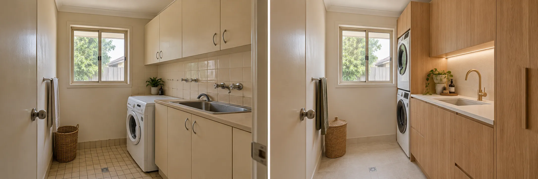 Oak laundry before — illustrative concept